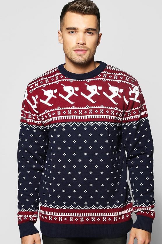 Skiing Fairisle Christmas Jumper